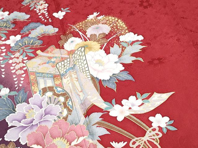 平和屋着物●豪華振袖・長襦袢セット 御所車花文 暈し染め 金彩 京都きもの友禅扱い 正絹 逸品 CABI1384th