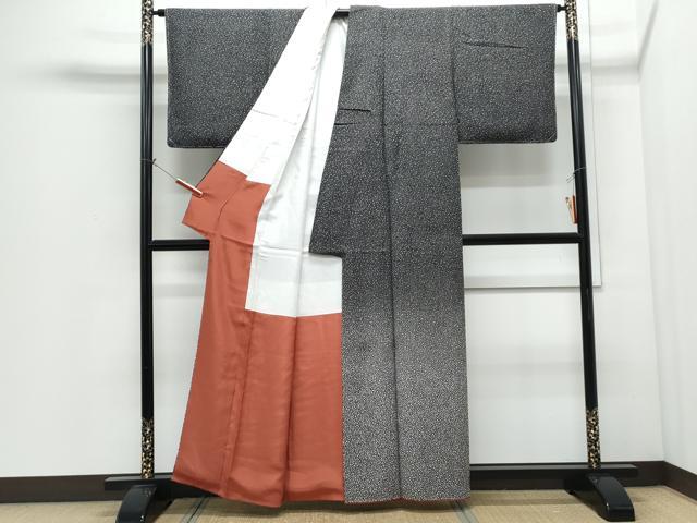 平和屋着物●色留訪問着 作家物 霞文 黒地 正絹 逸品 CABI1385th