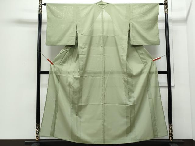 平和屋着物*夏物 色無地 絽 苗色 正絹 逸品 CABI1396th