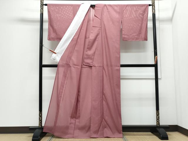 平和屋着物*夏物 色無地 絽 紅梅色 洗える着物 CABI1398th