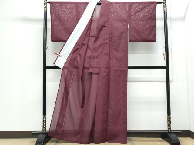 平和屋着物*夏物 色無地 絽 葡萄色 洗える着物 CABI1401th