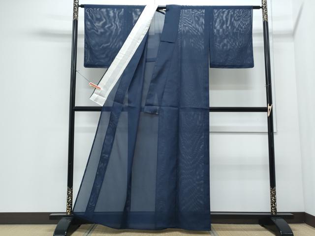 平和屋着物*夏物 色無地 絽 濃藍色 洗える着物 CABI1410th