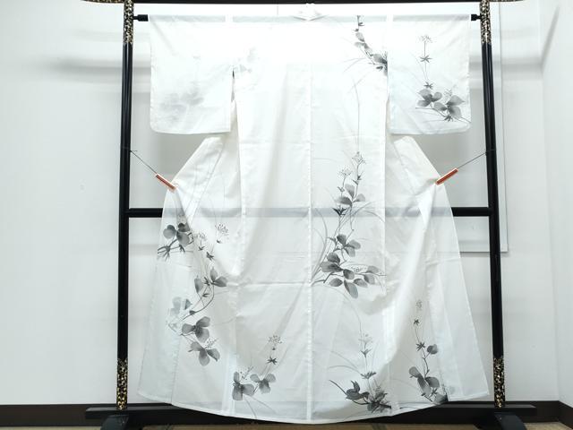 平和屋着物*夏物 訪問着 手描き 絽 草花文 洗える着物 CABI1412th