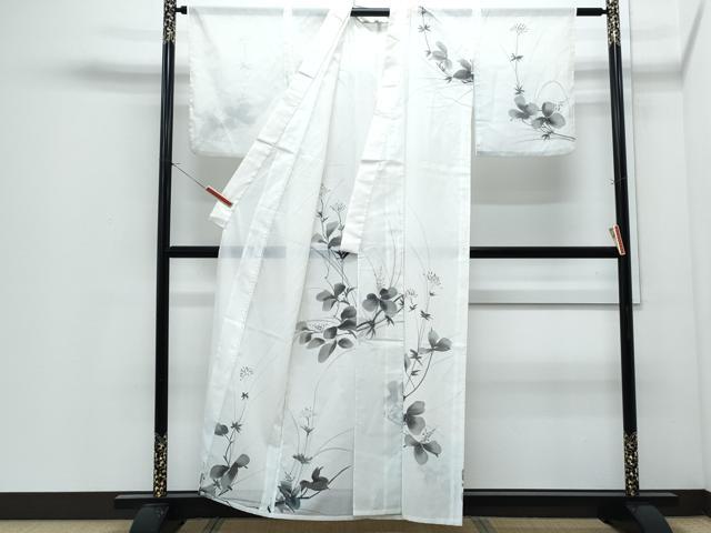 平和屋着物*夏物 訪問着 手描き 絽 草花文 洗える着物 CABI1412th