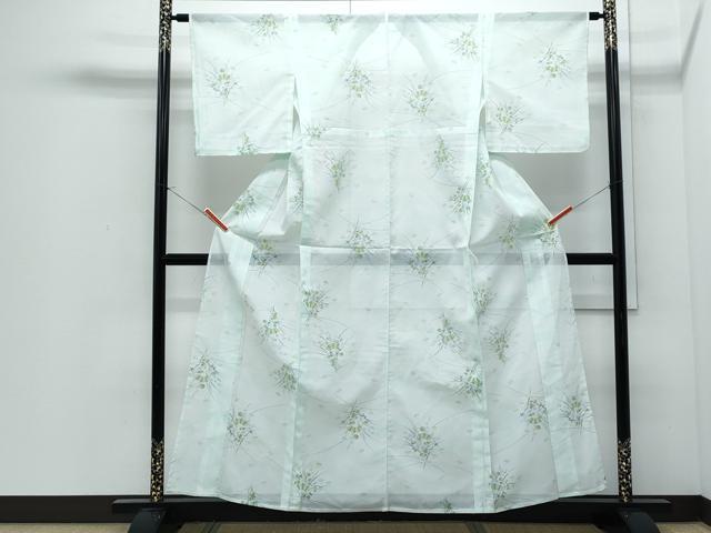 平和屋着物*夏物 小紋 絽 扇面花文 洗える着物 CABI1413th