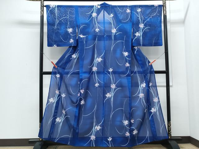 平和屋着物*夏物 小紋 絽 草花文 暈し染め 洗える着物 CABI1430th
