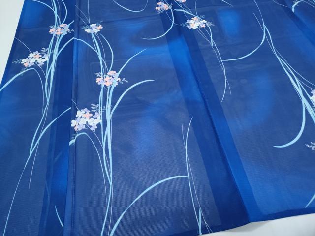 平和屋着物*夏物 小紋 絽 草花文 暈し染め 洗える着物 CABI1430th