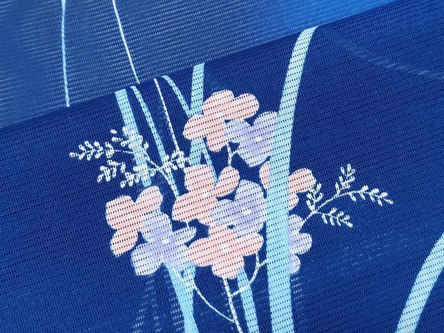 平和屋着物*夏物 小紋 絽 草花文 暈し染め 洗える着物 CABI1430th
