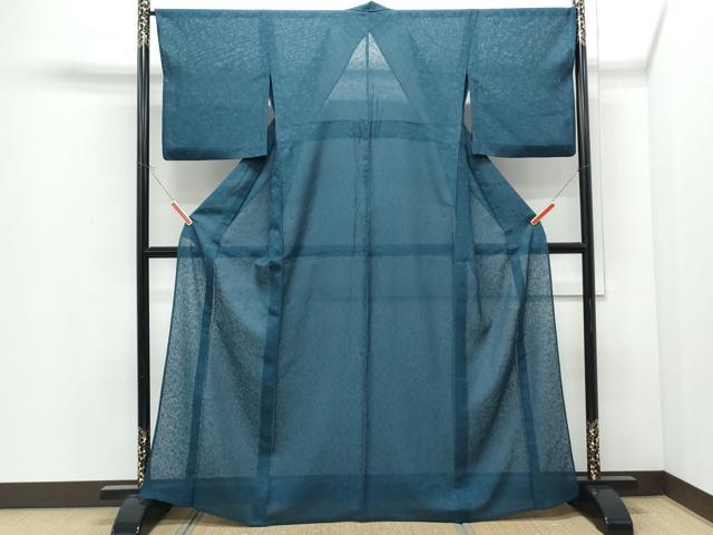 平和屋着物*夏物 色無地 霞文紗 藍色 正絹 逸品 CABI1437th