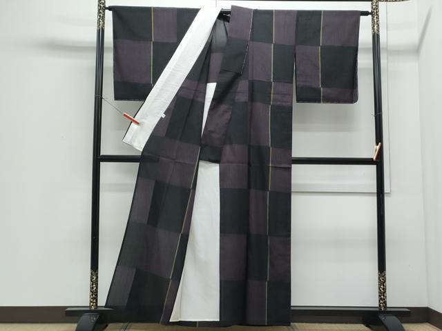 平和屋着物*夏物 紗紬 市松文 正絹 逸品 CABI1446th