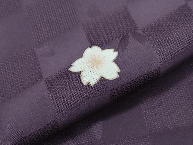 平和屋着物*夏物 小紋 市松文紗 舞桜文 金彩 正絹 逸品 CABI1447th