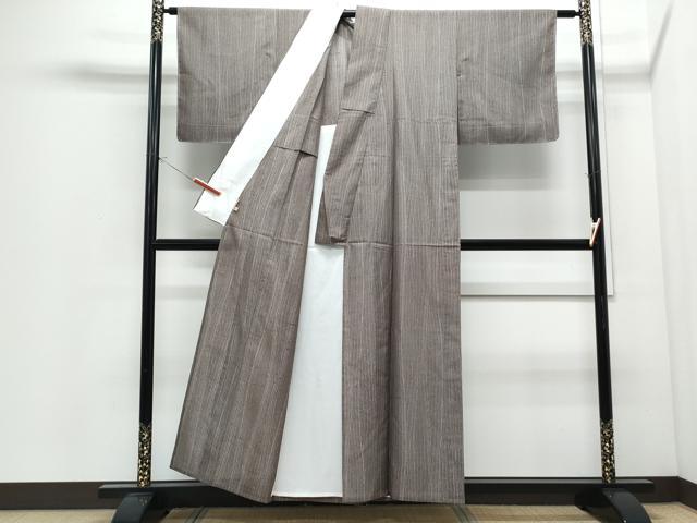 平和屋着物*夏物 石川県指定無形文化財 夏牛首紬 白山工房 手織り 変わり縞 ますいわ屋扱い 正絹 逸品 CABI1450th