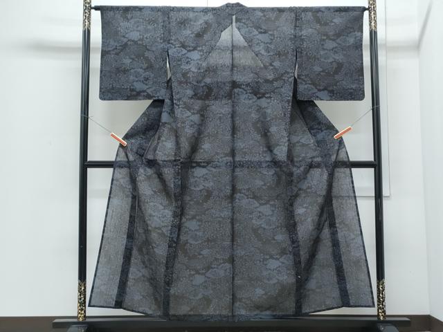 平和屋着物*夏物 結城紬 夏結城 100亀甲 雲重ね草花文 正絹 逸品 CABI1453th