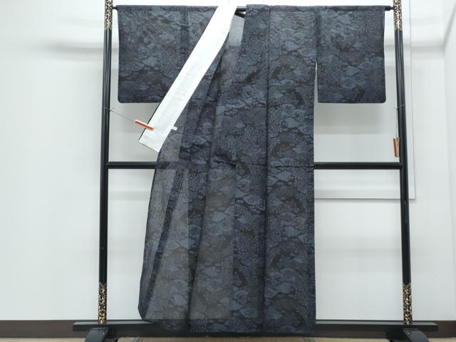 平和屋着物*夏物 結城紬 夏結城 100亀甲 雲重ね草花文 正絹 逸品 CABI1453th