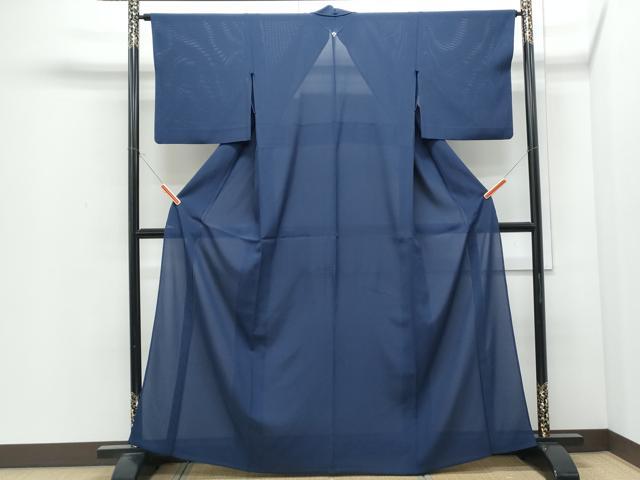 平和屋着物*夏物 色無地 絽 濃藍色 正絹 逸品 CABI1460th
