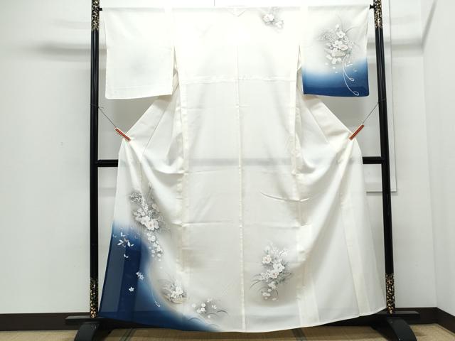 平和屋着物*夏物 訪問着 手描き 絽 花籠文 暈し染め 正絹 逸品 CABI1462th