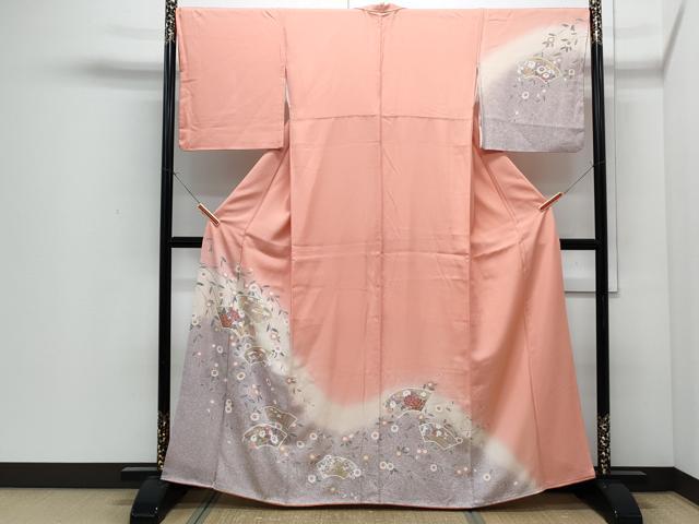 平和屋着物●訪問着 地紙花文 暈し染め 金彩 正絹 逸品 CABI1466th