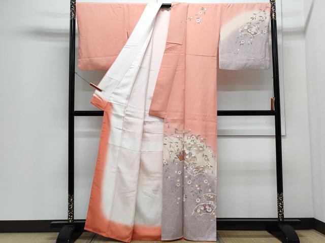 平和屋着物●訪問着 地紙花文 暈し染め 金彩 正絹 逸品 CABI1466th