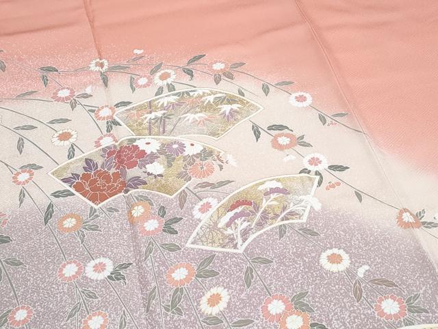 平和屋着物●訪問着 地紙花文 暈し染め 金彩 正絹 逸品 CABI1466th