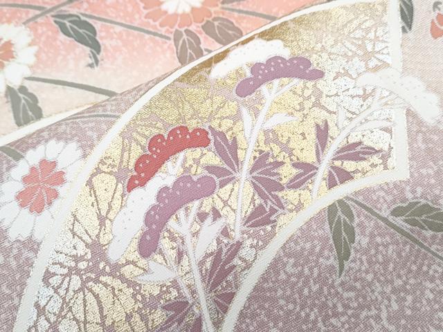 平和屋着物●訪問着 地紙花文 暈し染め 金彩 正絹 逸品 CABI1466th