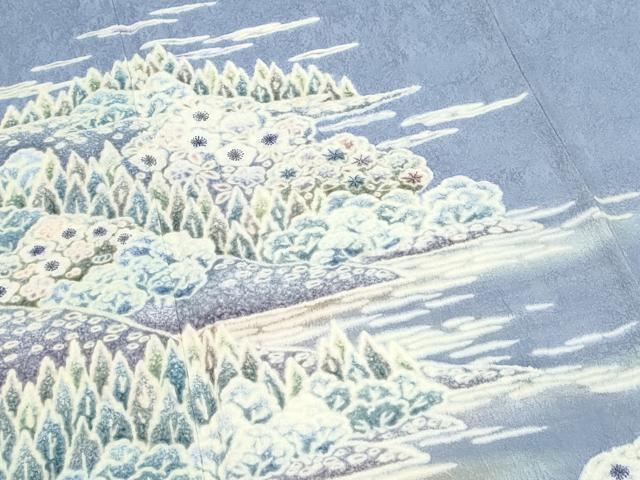 平和屋着物●訪問着 おぼろ染め 重ね絞り 遠山文 暈し染め 正絹 逸品 CABI1471th
