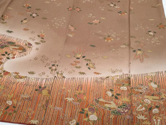 平和屋着物●訪問着 草花文 暈し染め 金彩 正絹 逸品 CABI1472th