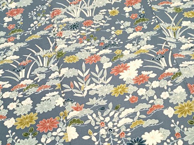 平和屋着物●訪問着 草花文 鬼しぼ縮緬 正絹 逸品 CABI1477th