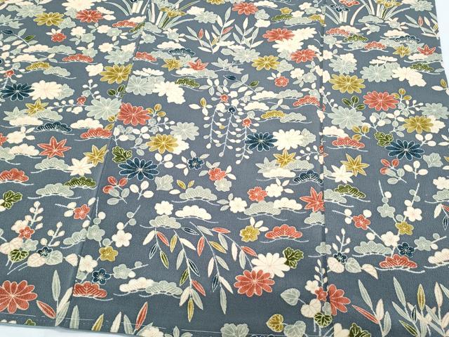 平和屋着物●訪問着 草花文 鬼しぼ縮緬 正絹 逸品 CABI1477th