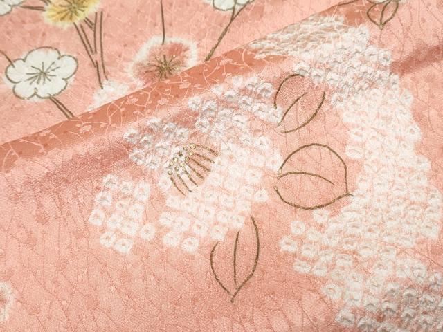 平和屋着物●訪問着 絞り 枝花文 金彩 正絹 逸品 CABI1487th