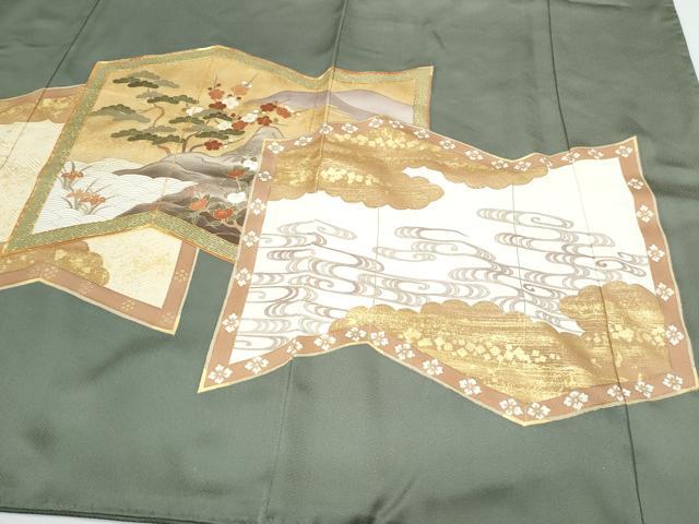 平和屋着物●豪華色留袖 駒刺繍 屏風松梅文 金彩 正絹 逸品 CABI1489th