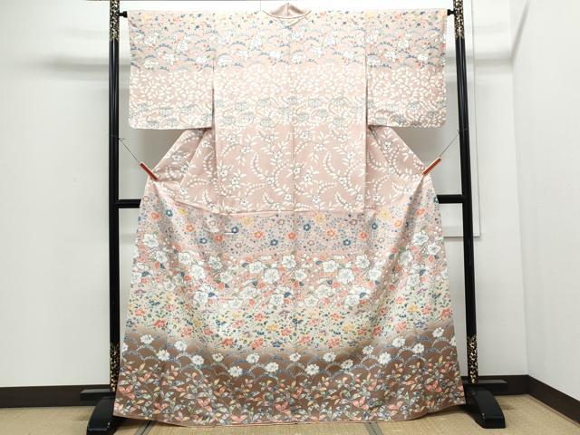 平和屋着物●訪問着 草花文 暈し染め 正絹 逸品 CABI1491th