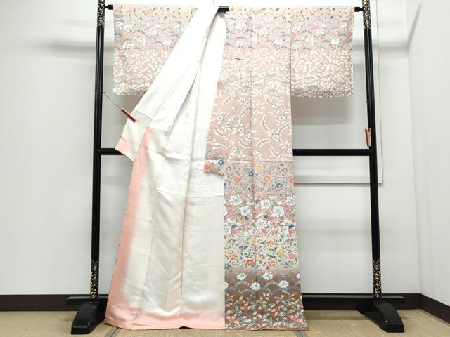 平和屋着物●訪問着 草花文 暈し染め 正絹 逸品 CABI1491th