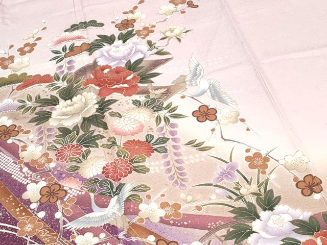 平和屋着物●訪問着 飛鶴花文 暈し染め 金彩 正絹 逸品 CABI1493th