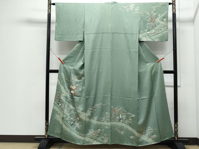 平和屋着物●訪問着 絞り 草花文 金銀彩 正絹 逸品 CABI1496th