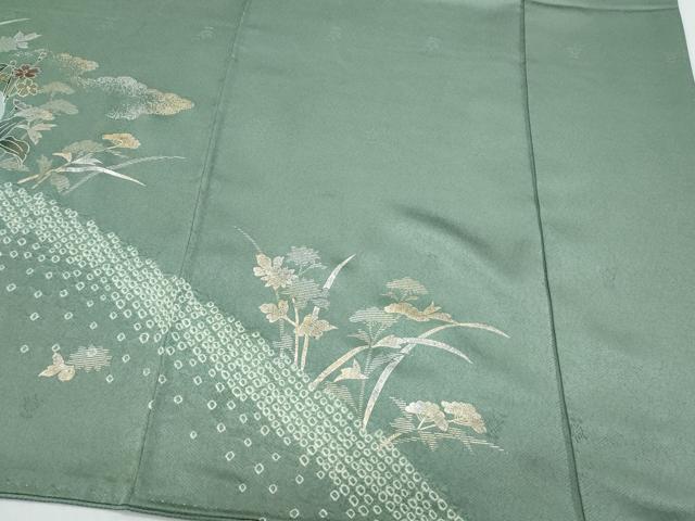 平和屋着物●訪問着 絞り 草花文 金銀彩 正絹 逸品 CABI1496th