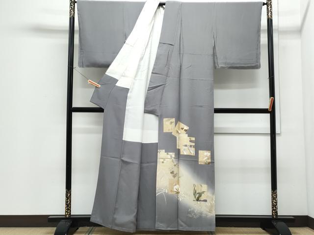 平和屋着物●豪華色留袖 駒刺繍 色紙重ね飛鶴草花文 暈し染め 金彩 正絹 逸品 CABI1497th