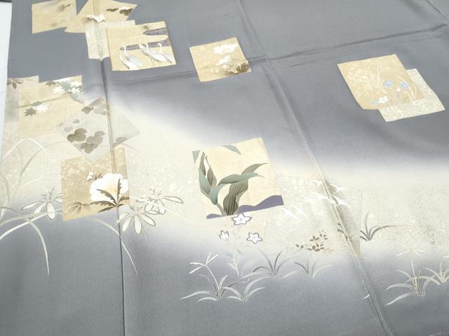 平和屋着物●豪華色留袖 駒刺繍 色紙重ね飛鶴草花文 暈し染め 金彩 正絹 逸品 CABI1497th