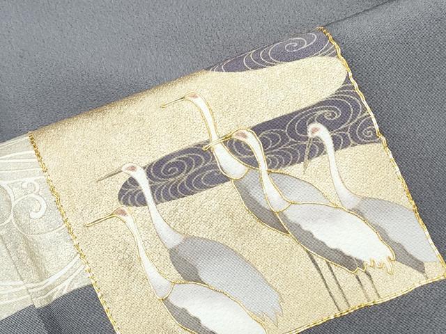 平和屋着物●豪華色留袖 駒刺繍 色紙重ね飛鶴草花文 暈し染め 金彩 正絹 逸品 CABI1497th