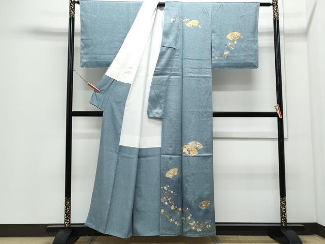 平和屋着物●訪問着 草花シルエット 地紙草花文 金銀彩 正絹 逸品 CABI1501th