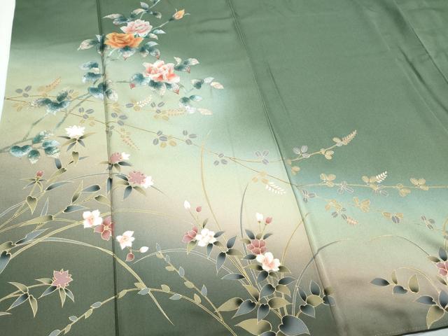 平和屋着物●訪問着 草花文 暈し染め 金銀彩 正絹 逸品 CABI1502th
