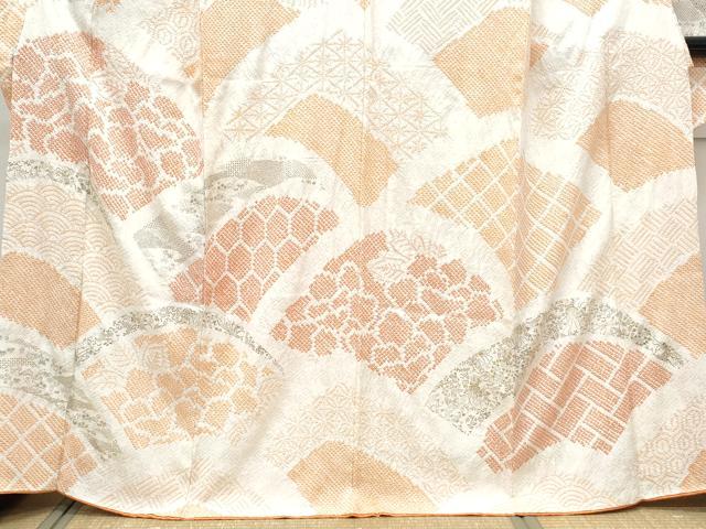 平和屋着物●豪華振袖 絞り 地紙草花文 金彩 正絹 逸品 CABI1505th