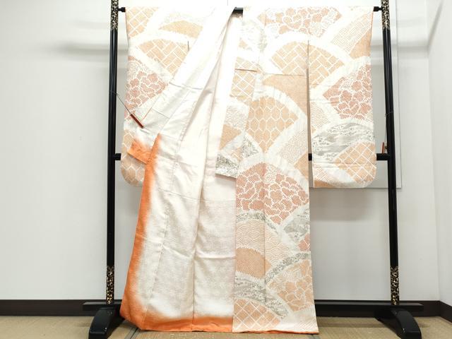 平和屋着物●豪華振袖 絞り 地紙草花文 金彩 正絹 逸品 CABI1505th