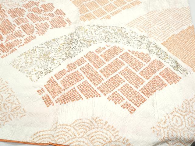 平和屋着物●豪華振袖 絞り 地紙草花文 金彩 正絹 逸品 CABI1505th