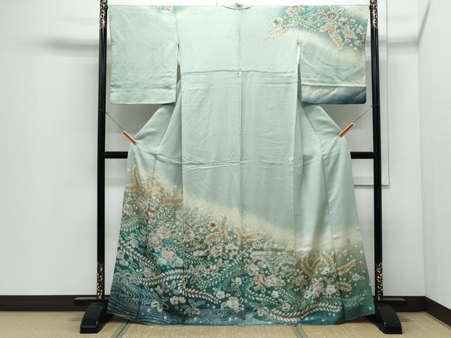 平和屋着物●染色作家 田中良和 訪問着 辻が花 暈し染め 金通し地 正絹 逸品 CABI1508th