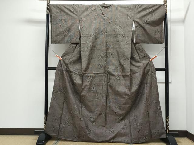 平和屋着物●本場大島紬 9マルキ 草花文 正絹 逸品 CABI1510th
