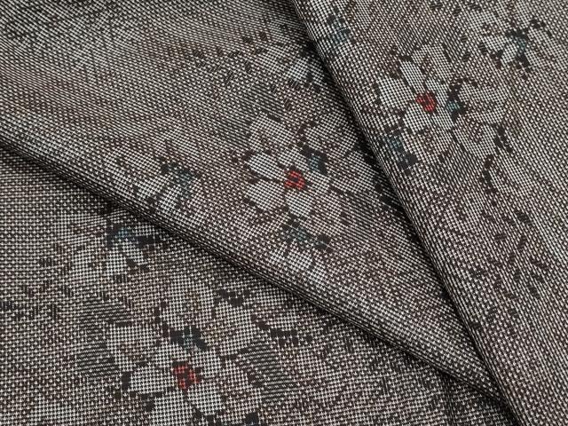 平和屋着物●本場大島紬 9マルキ 草花文 正絹 逸品 CABI1510th
