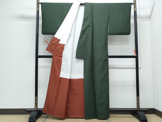 平和屋着物●上質な紬 色無地 虫襖色 正絹 逸品 CABI1512th