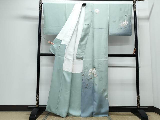 平和屋着物●訪問着 作家物 草花文 暈し染め 金彩 正絹 逸品 未使用 CABI1516th