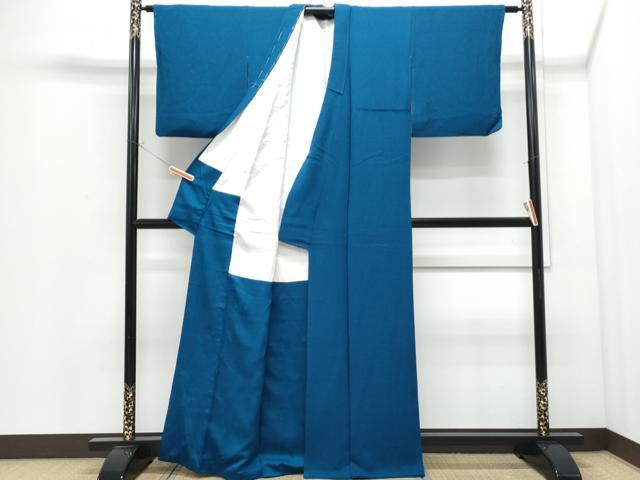 平和屋着物●染色作家 斉藤三才 色無地 藍色 正絹 逸品 CABI1526th