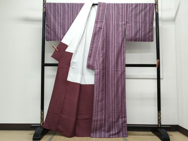 平和屋着物●上質な紬 刺し子 縞 正絹 逸品 CABI1527th